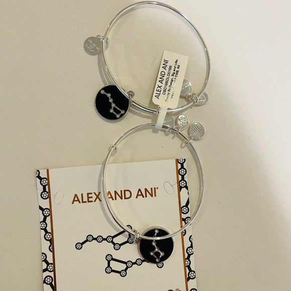 Alex and Ani Big and Little Dipper,shiny silvertone, black enamel, set of 2 - Picture 10 of 16